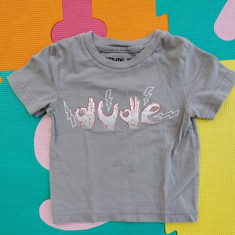Utility DUDE sign language tshirt, size 12 months